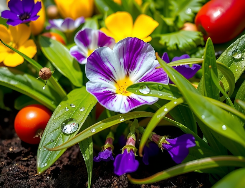 Diverse thriving garden plants in Netherlands